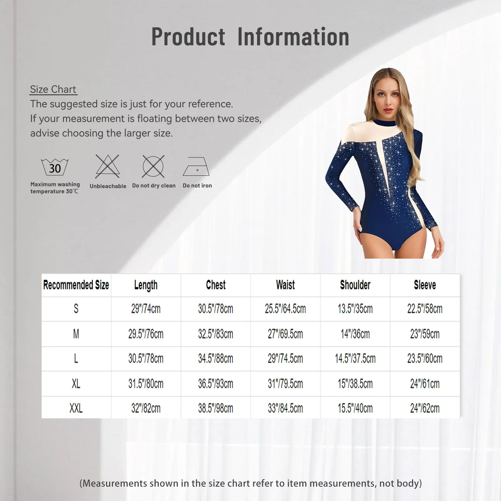 Womens Ballet Gymnastics Leotard Performance Costume Figure Skating Dancewear Rhinestones Long Sleeves Keyhole Back Jumpsuit