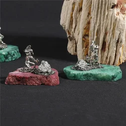 Ore Crystal Cluster Mini Miner Figurine Oranment Reiki Energy Natural Geode Agate Cute Miniature Collection Gift Raw Stone Decor