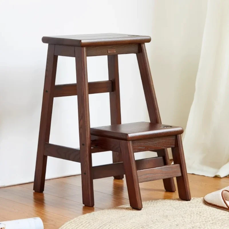 Household creative ladder, folding climbing stool, multi-functional chair, solid wood shoe changing stool