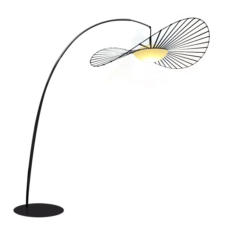Living room straw hat fishing floor lamp modern homestay bedroom sofa corner ambient lamp Nordic dimmable