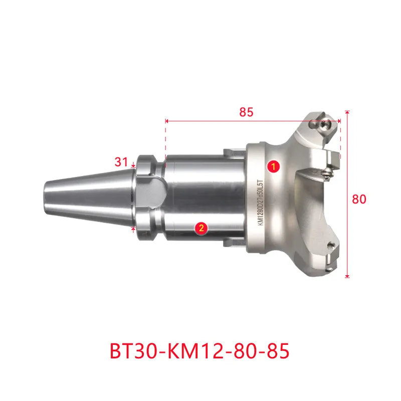 

Face end mill BT30-KM12-80-85 shoulder milling cutter Stainless steel body Tool holder set CNC Milling New