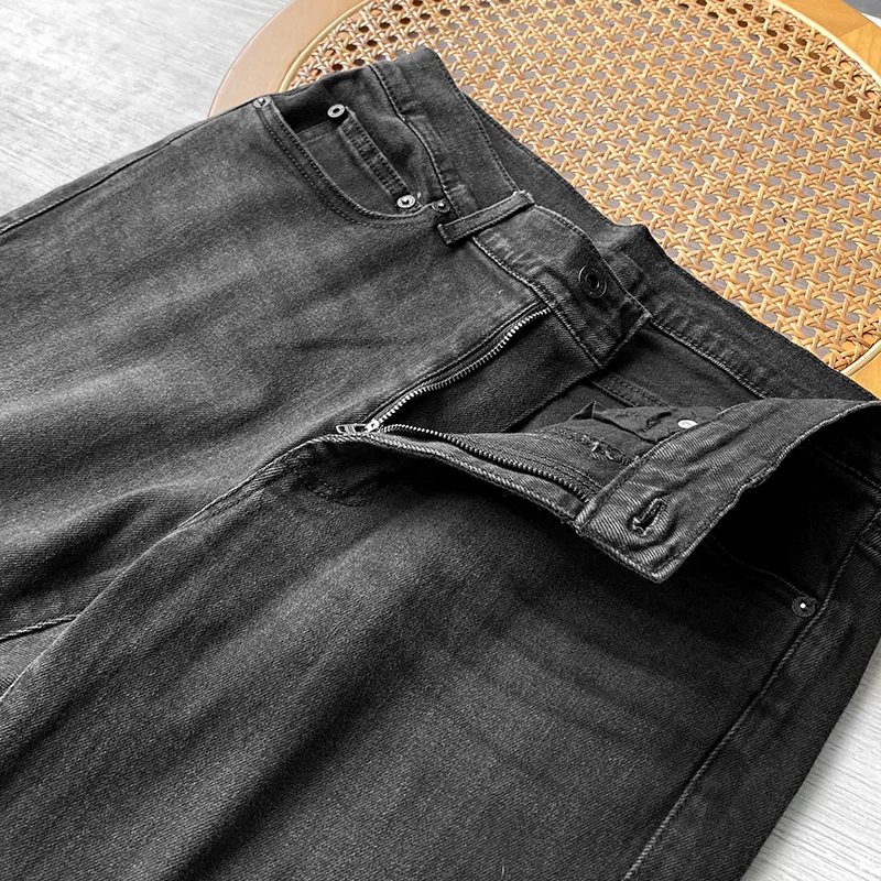 

High Quali Men's Casual Waed Denim Jeans Straight Leg Faionable Spring Autumn Long Pants mid Waist Zipper Youth Trend