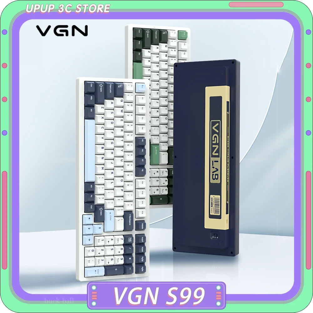 VGN S99 Mechanical Keyboard Wireless Three Mode Bluetooth RGB 2.4G USB Hot Swap Gamer Custom PC E-Sports Gaming Keyboard Gift