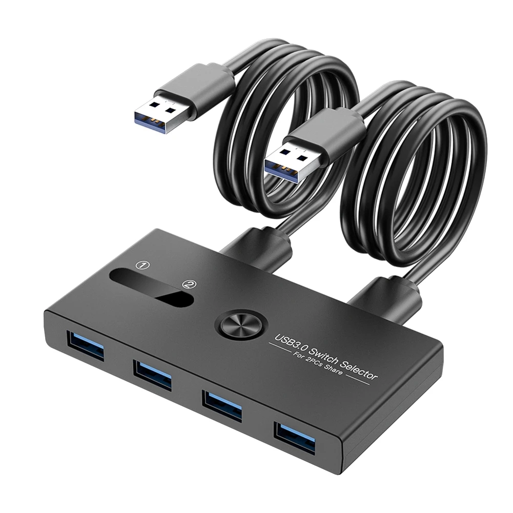 USB 3.0 SWITCH 2 in 4 OUT KVM เครื่องพิมพ์แท่นวางมือถือแชร์อุปกรณ์จอภาพอะแดปเตอร์แปลง KVM