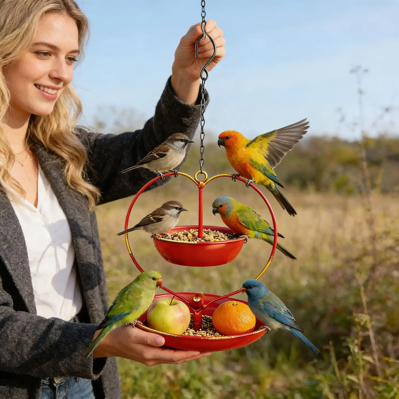 

Металлическая декоративная кормушка-сердце для птиц для улицы, сада, двора, патио, газона, крыльца, окна, деревьев