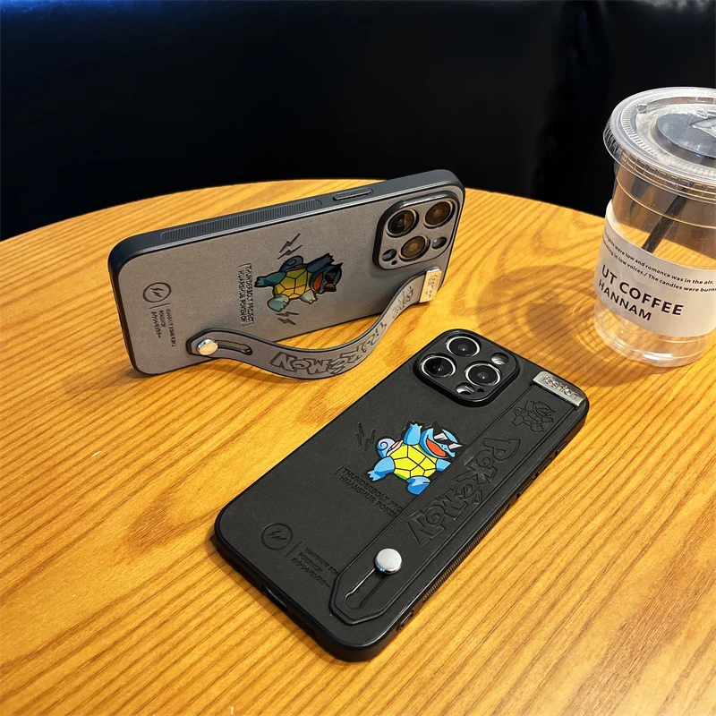 น่ารักอะนิเมะP-Pokemon S-Squirtle Anti-Furสายรัดข้อมือสําหรับiPhone 16 15 14 13 12 11 Pro Maxหนังนิ่มหนังนุ่ม