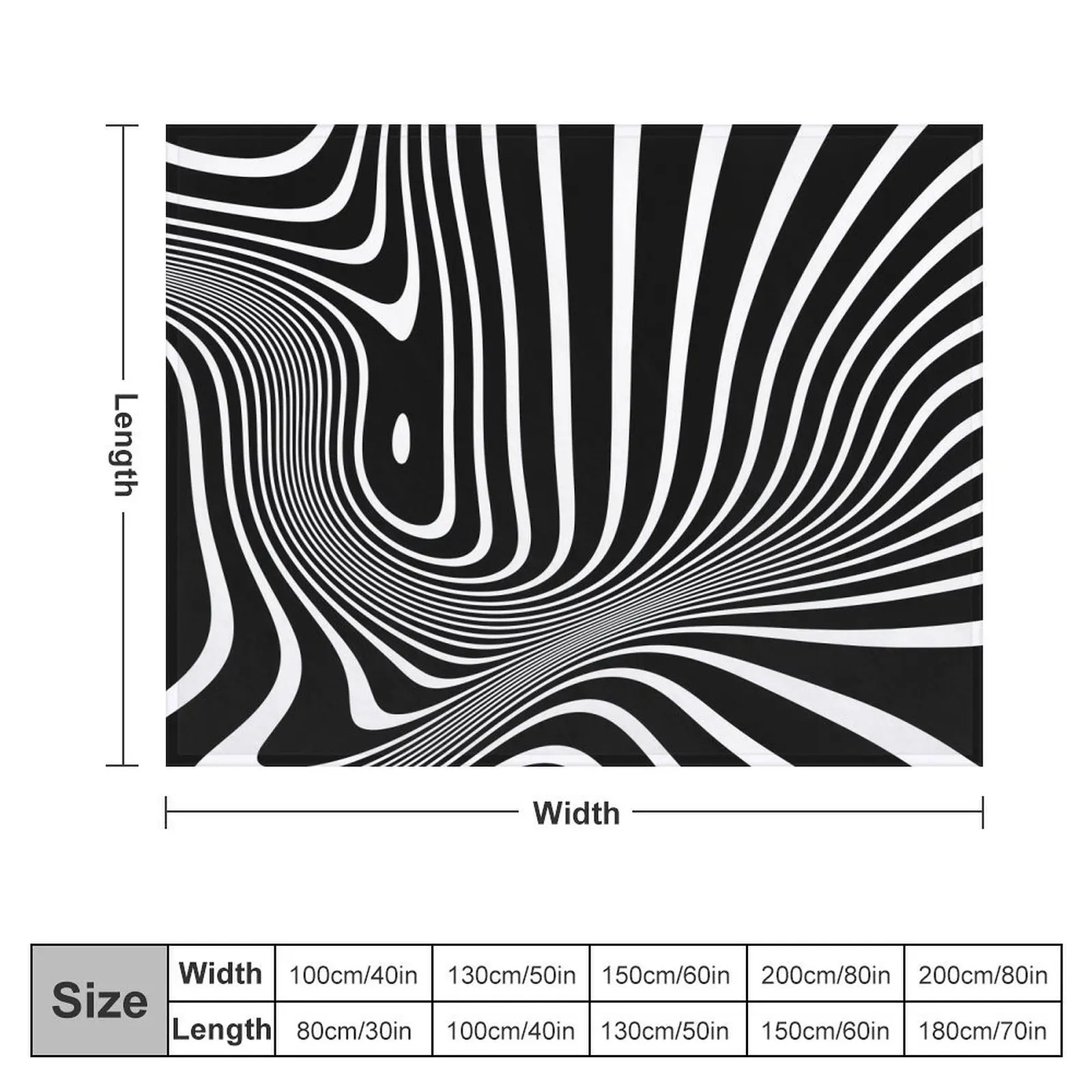 Retro Shapes And Lines Black And White Optical Art Throw Blanket halloween Personalized Gift blankets and throws Quilt Blankets