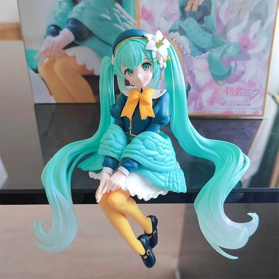 15CM Anime Hatsune Miku Figure Lily Fairy Seated Pressed Instant Noodles Anime Model Toy Gift Collection Decorative Ornament PVC