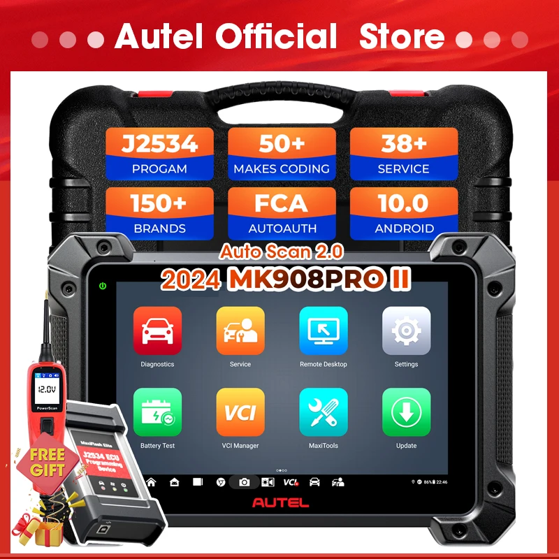 Autel MaxiCOM MK908 Pro II Diagnostic Scan Tools 2024 J2534 Reprogramming Tool as Ultra MS919 Bi-directional Auto Scan 2.0