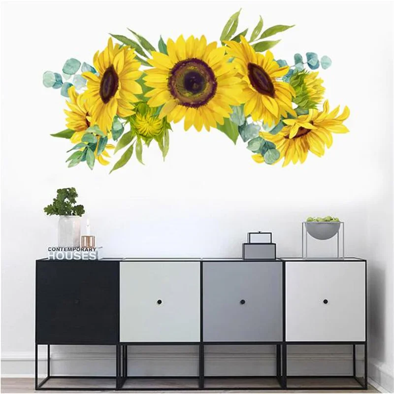 1PCS Abnehmbare Sonnenblumen Wand Aufkleber Küche Wasserdicht Aufkleber Wand Aufkleber Für Kinderzimmer Wohnzimmer Schlafzimmer Dekoration – Detail 12