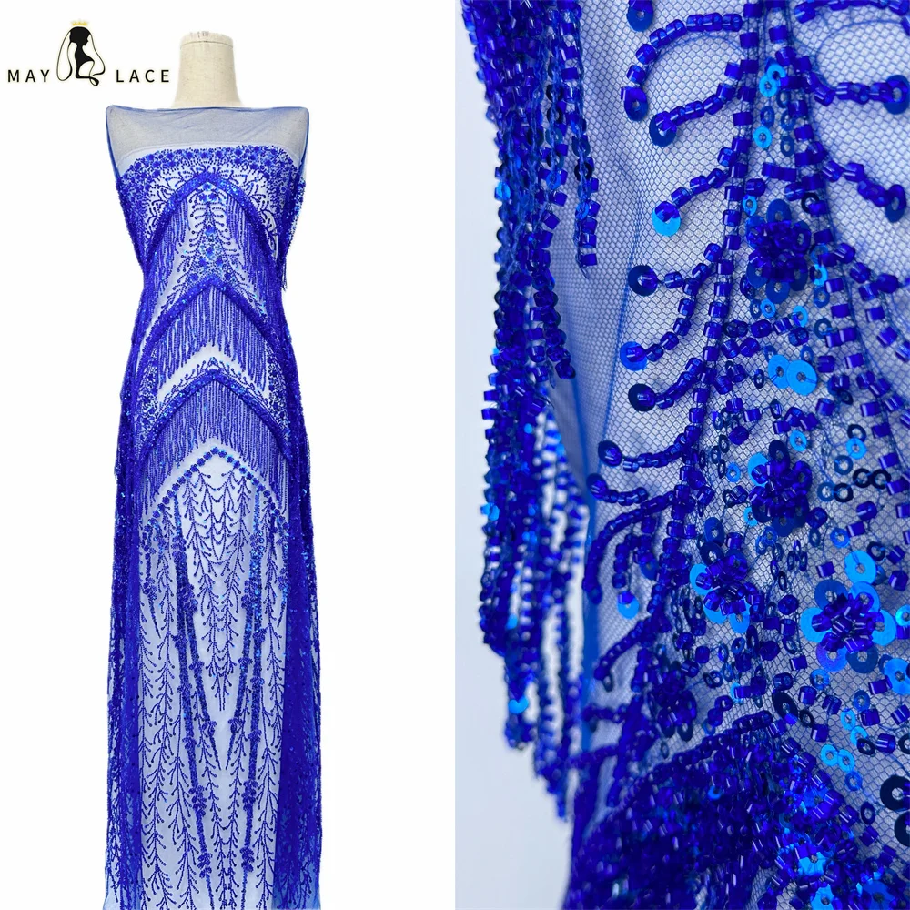 

Роскошная нигерийская африканская кружевная ткань с кисточками и бисером, 2026, высокое качество, вышивка блестками, африканская французская кружевная ткань для шитья