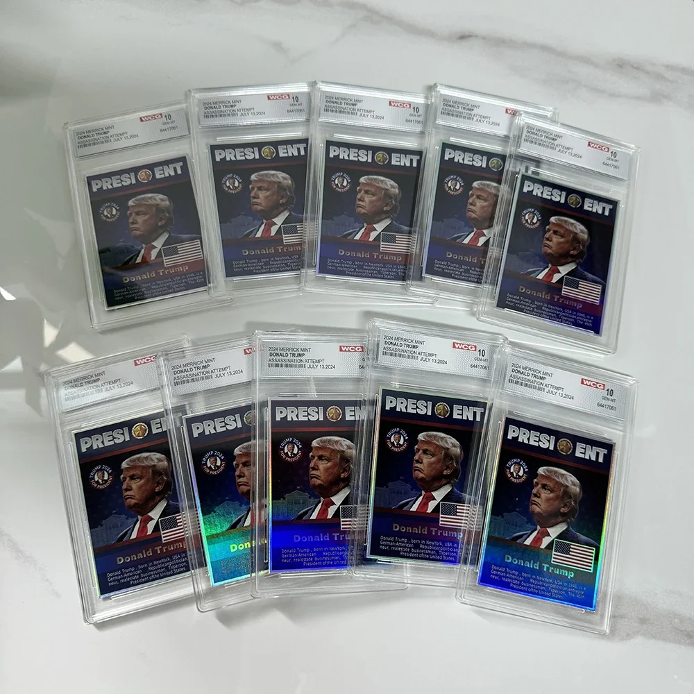 

10pcs Trump 2024 Custom trading card portrait collections greeting cards Save America souvenir card with plastic case