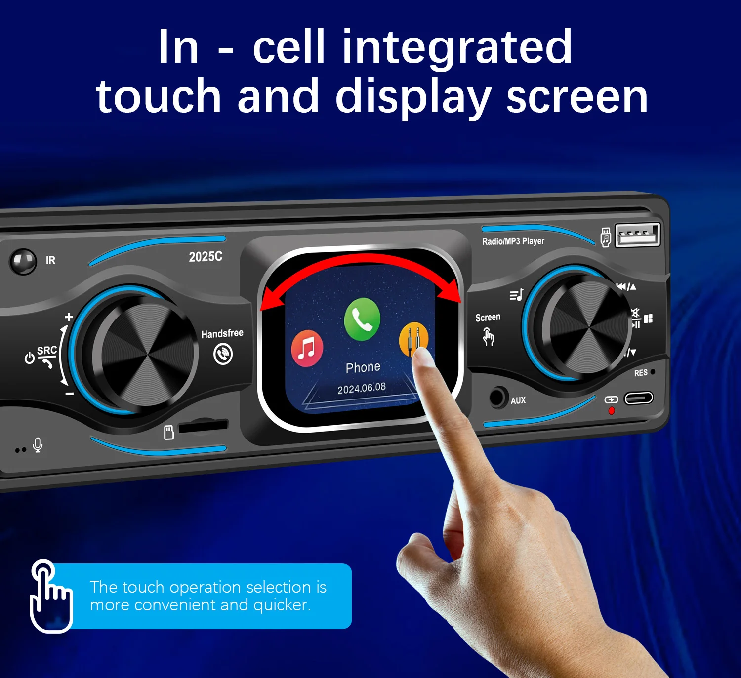 ESSGOO Single 1 Din Universal MP3 FM Player Car Stereo Radio Bluetooth 6.0 Handsfree USB/AUX with DAB+ 7 color Remote Control