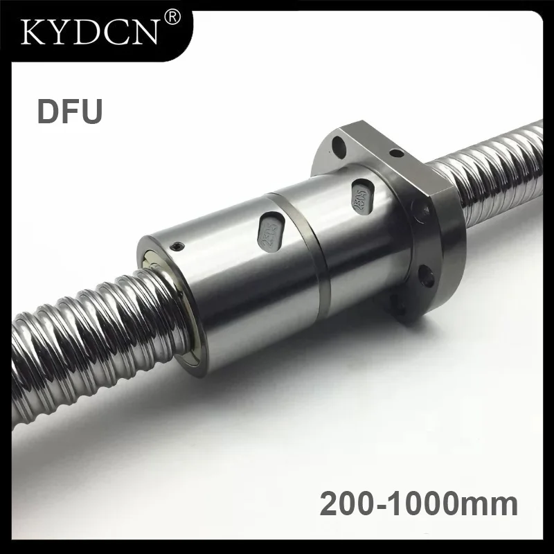 KYDCN DFU Double Flange Ball Screw C7 DFU2505 DFU2510 DFU3205 DFU3210 Lead Rod 300-1000mm Optional End Machining for CNC Machine