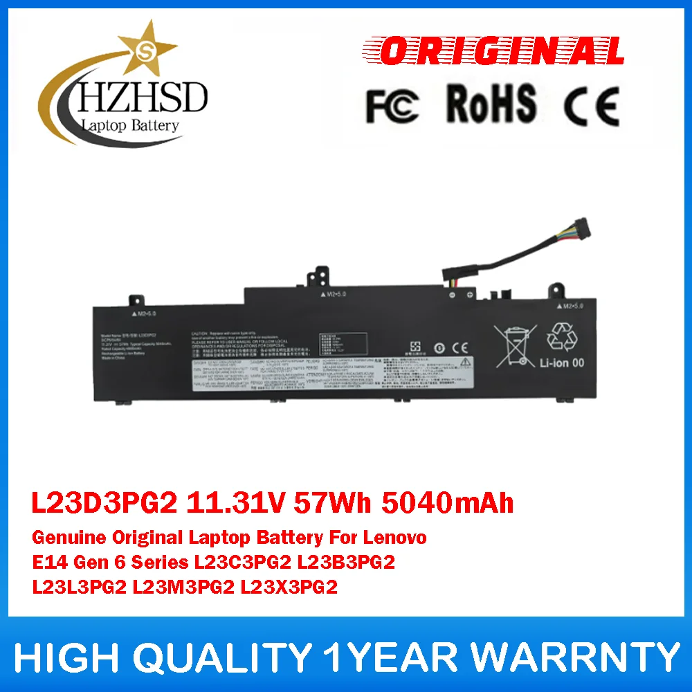 

L23D3PG2 11.31V 57Wh 5040mAh Genuine Original Laptop Battery For Lenovo E14 Gen 6 Series L23C3PG2 L23B3PG2 L23L3PG2 L23M3PG2