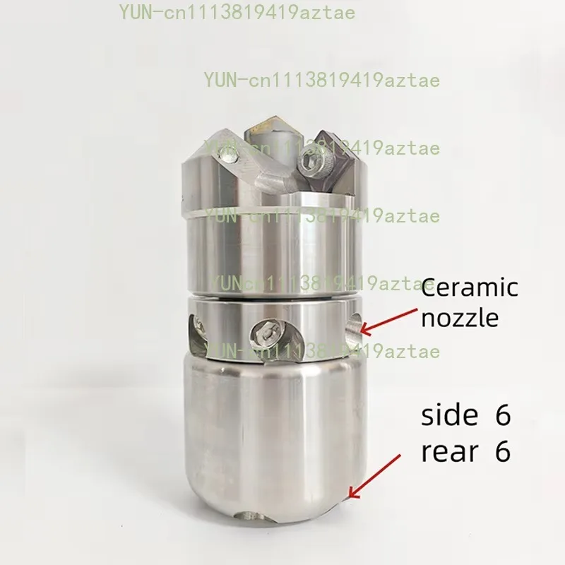 Rotating High Pressure Nozzle Stainless Steel Ceramic Tip Sewer Truck Cement Grease Hard Debris Pipe Dredging Cleaning Accessory