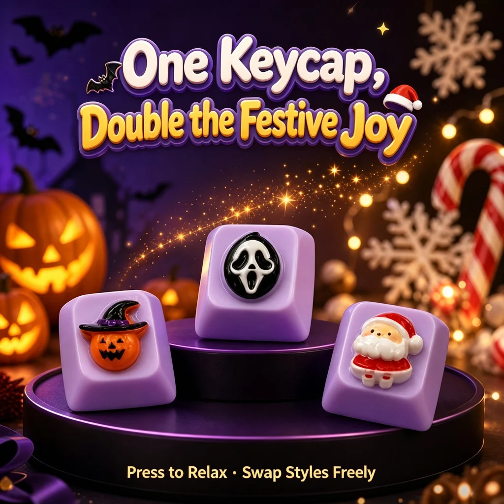 Christmas Halloween Artisan Keycap Single 3D Cute Santa Pumpkin Ghost Custom Novelty for Mechanical Keyboard Cherry MX Kawaii