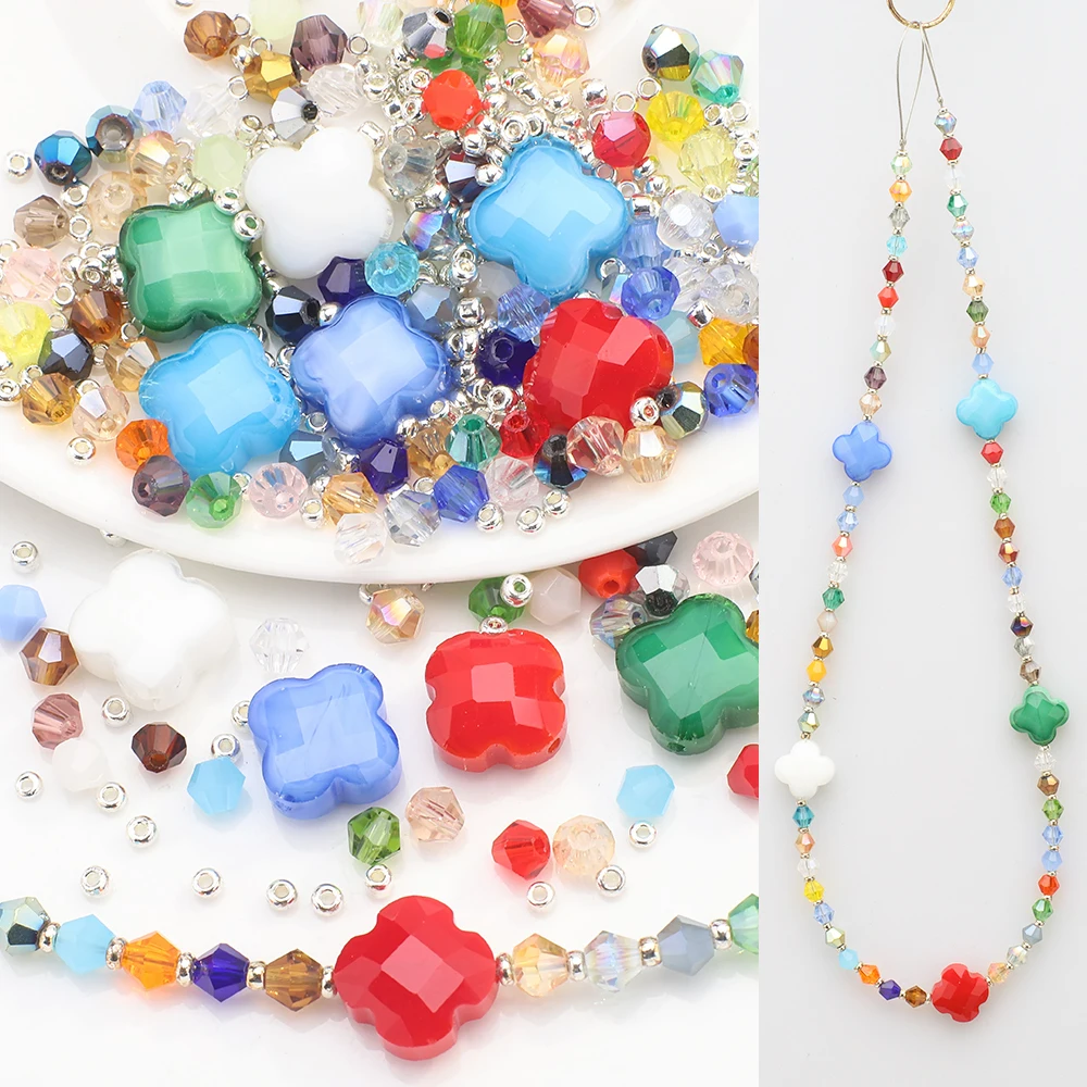 

Mix Glass Irregular Beads Charm Clover Petal Shape Crystal Pendant Seedbeads For DIY Making Craft Jewelry Necklace Earings