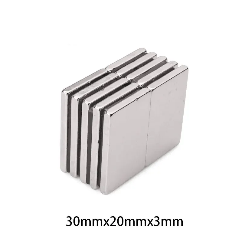 2/5/10Pcs 30x20x3mm N35 Strong Rare Earth Fridge Magnet Block Rectangular Magnetic Sheet Permanent Neodymium Magnets 30*20*3mm