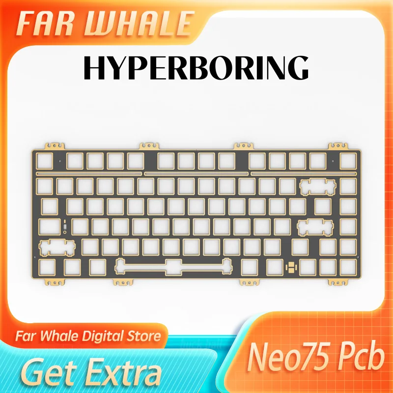 Hyperboring Neo75 Pcb Mechanical Keyboard Kit Pp Pc Pom Fr4 Aluminum Carbon Fiber Brass Red Copper Material Pcb Custom Accessory