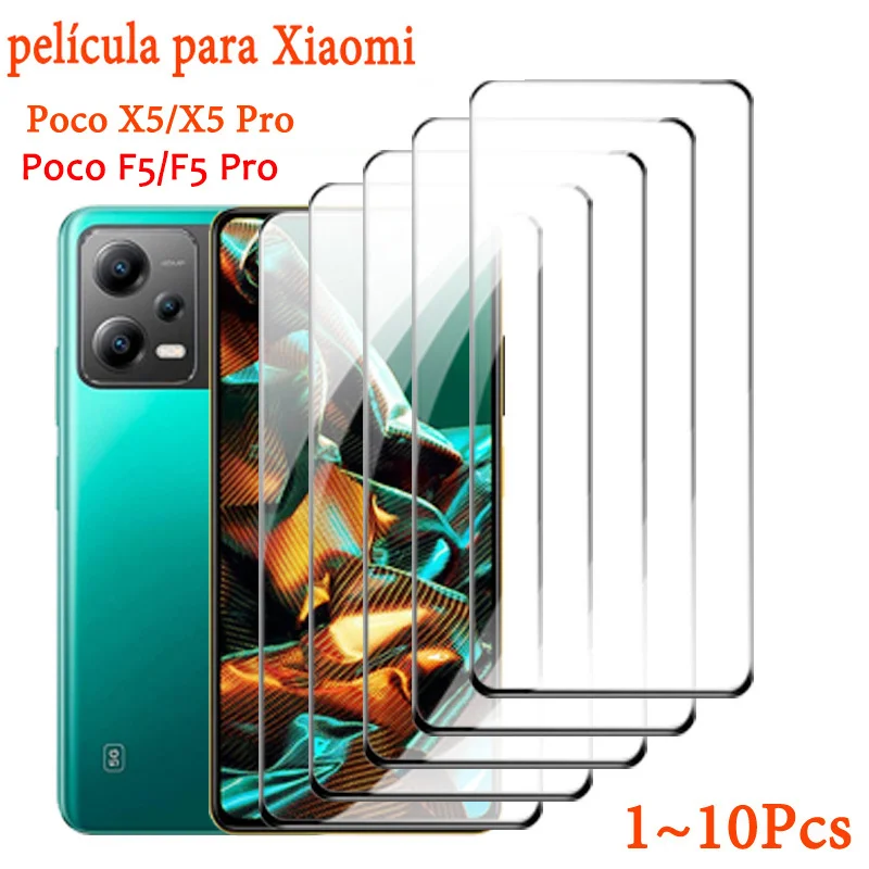 F5 Pro,X5 Pro película for poco x5 pro 5g x4pro glass poco x4 gt X3 poco f4 pelicula de vidro poco x3 pro protector poco x5 pro