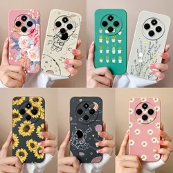 Leisure Flowers Case For Xiaomi Redmi 14C Phone Bags Soft Liquid Silicone Upgrade Lens Protection Back Cover For Woman Coque