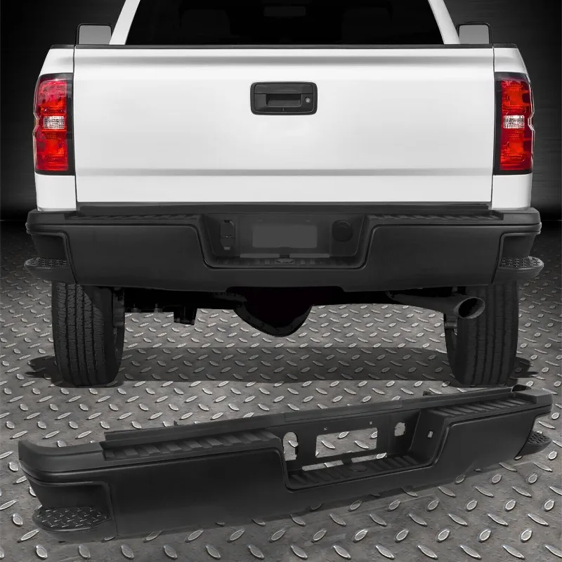 

US For 15-19 Silverado Sierra 2500HD 3500HD Black Rear Step Bumper w/o Sensor Hole