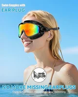 Adult Wide View Swim Goggles Anti-Fog Anti-UV No Leak Swimming Glasses with Earplugs for Men And Women Youth 2