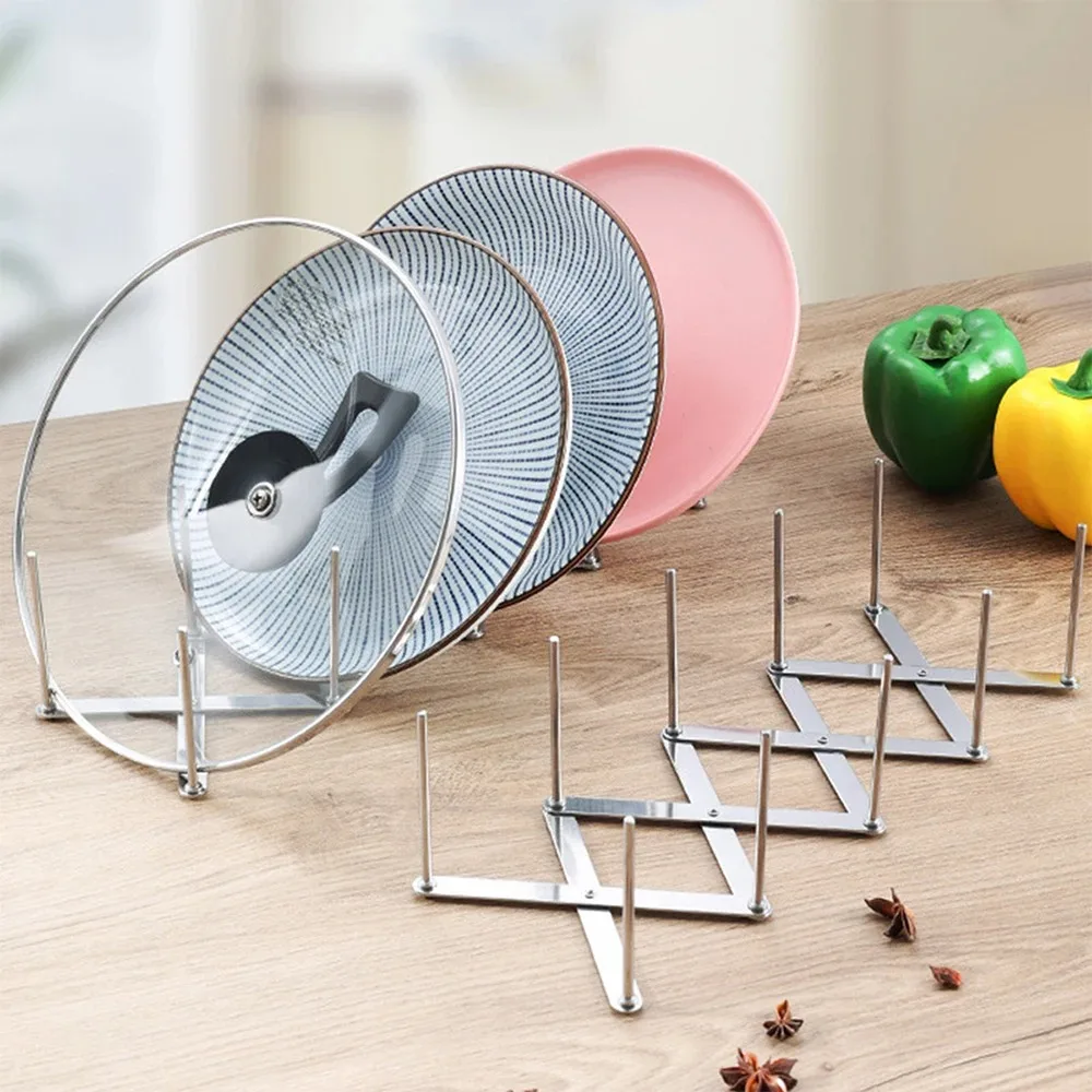 

Scalable Multi-purpose Storage Rack, Stainless Steel Bowl and Plate Rack, Storage and Drainage Rack, Kitchen Pot Cover Rack