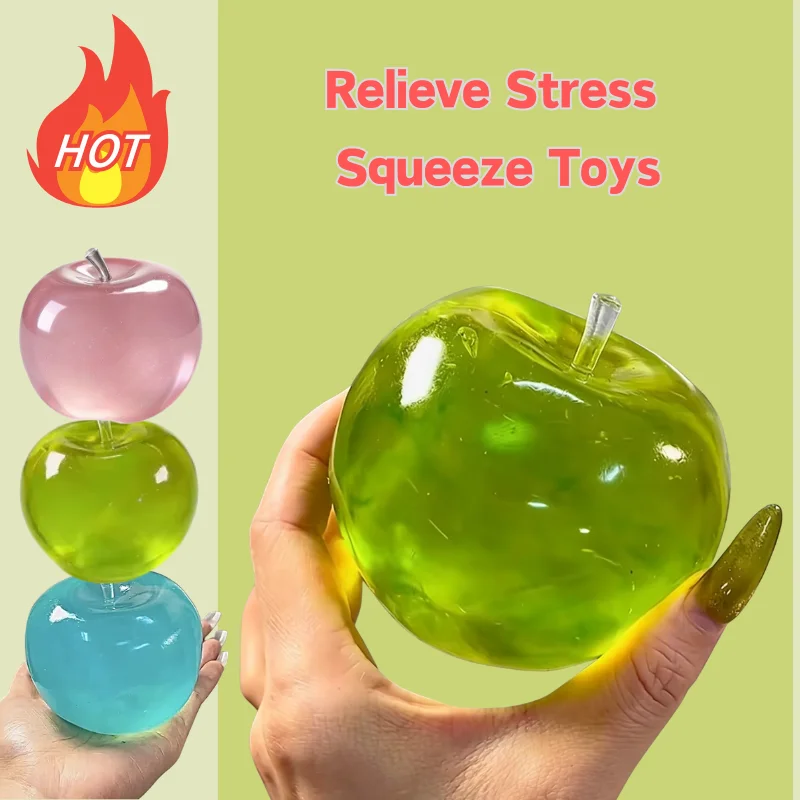 Soft Simulated Green Apple Squeeze Toy Vent Anger Relieve Stress Slow Rebound Squishy Fidget Toy Autism ADHD Decompression Gift