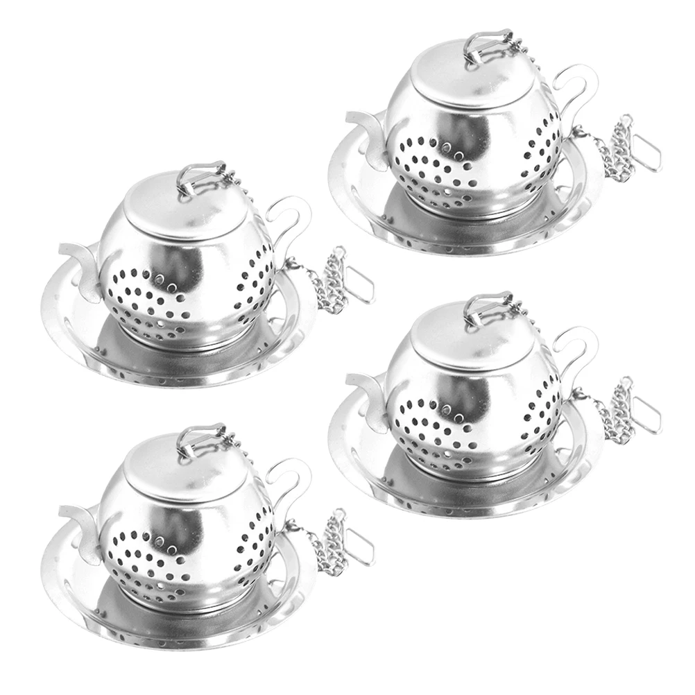 

4 Sets Stainless Steel Tea Strainer Fine Mesh Loose Leaf Teapot Filter Kitchen Bar Supplies Practical