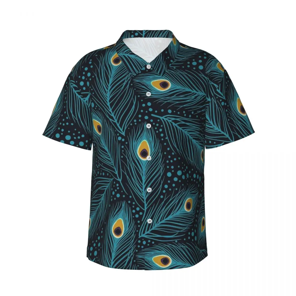 Peacock Feathers Beach Shirt Male Animal Feather Casual Shirts Summer Short Sleeve Custom Classic Oversized Blouses Gift