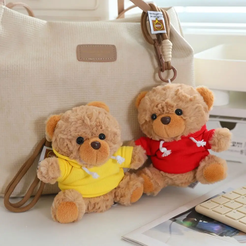 

Bag Ornaments Cartoon Hoodie Bear Pendant Anti-lost Kawaii Bear Plush KeyChain Lovely Fluffy Little Bear Stuffed Doll Girls