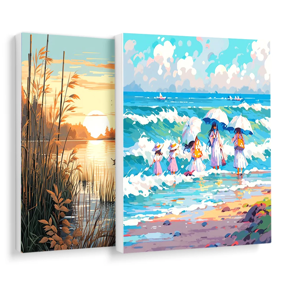 

RUOPOTY Paint By Numbers On Canvas Landscape seascape Color Markers Art Supplies Picture Paint Decoration Paintings On Number