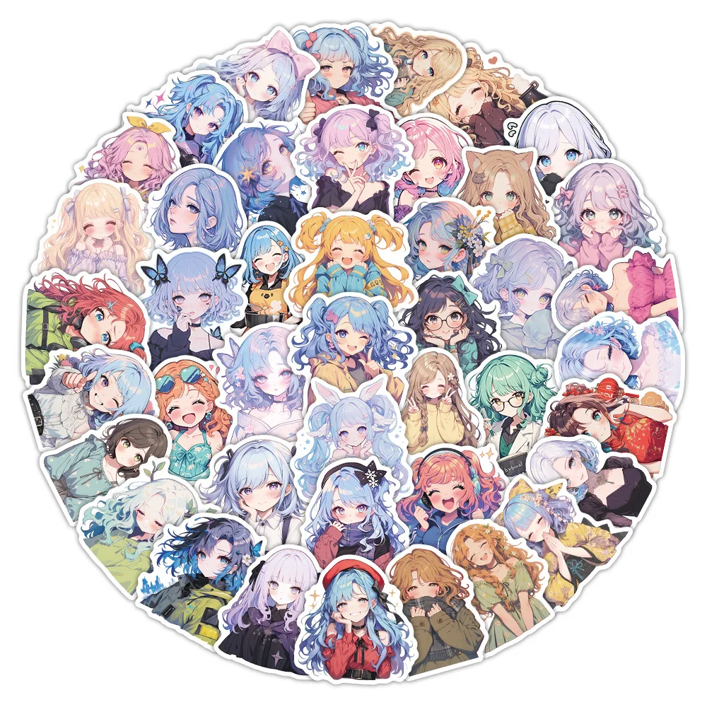 

54pcs Anime Heroine Stickers Personalized DIY Avatar Mobile Phone Skateboard Decoration Waterproof Stickers