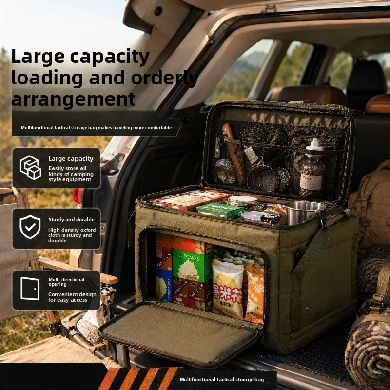 Side Open Large Capacity Camping Storage Bag Portable Wear Resistant Organizer for Mountaineering Outdoor Sundries