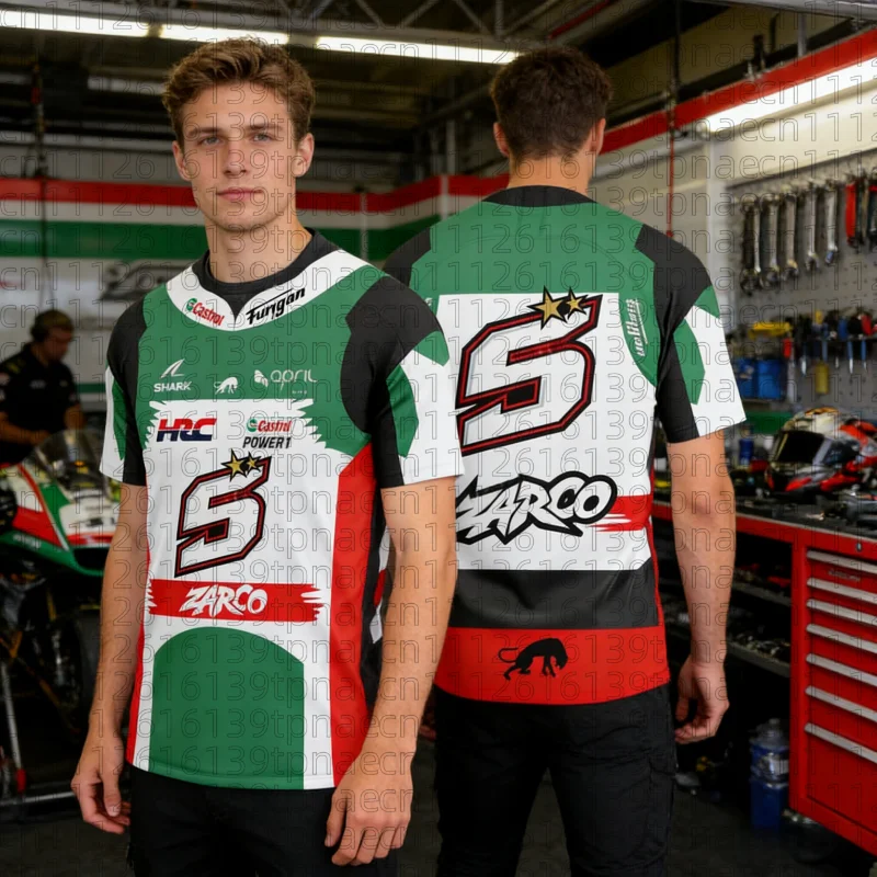 2026 No.5 Johann Zarco Camiseta De Motocross Verano Hombres Niños Casual Transpirable Manga Corta Camiseta Para Family Kids Tees