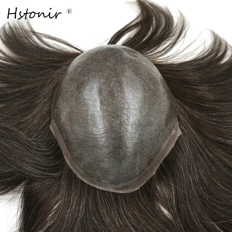 Hstonir Women's Hair Pieces Human European Remy Hair Topper Part Wig Injection Pu Skin Toupet Top Piece Styles H076