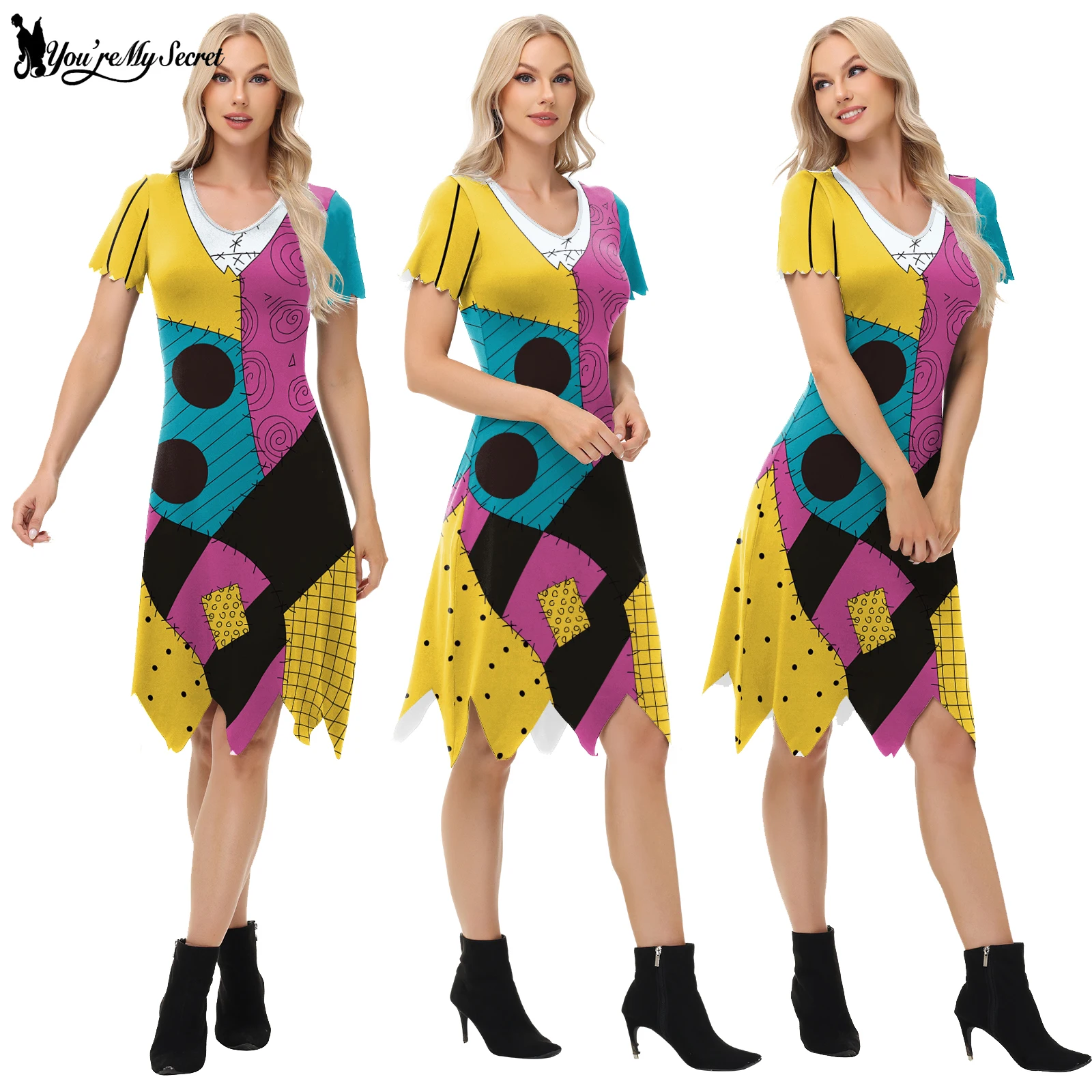 [You're My Secret] Halloween Cosplay Party Sally Dresses Nightmare Before Christmas Anime Girl Horror Cosplay Costume Outfit