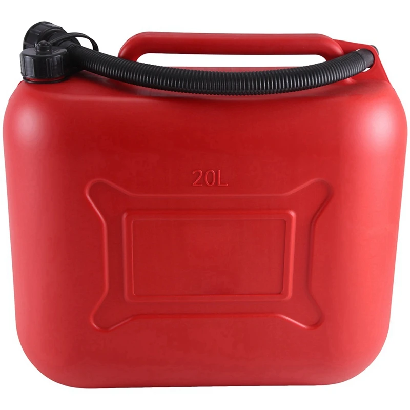 20L 5.28Gal Car Fuel Tank Can Spare Plastic Petrol Gas Container Anti-Static Fuel Carrier With Pipe For Car Travel Easy Install