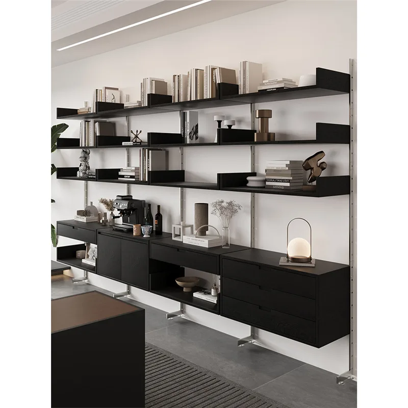 Minimalist bookshelf baffle display stand Bauhaus metal shelf against the wall Light luxury multi-layer bookcase display stand