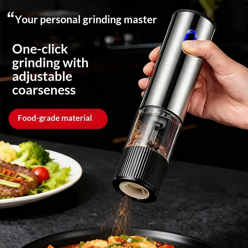 Electric Salt And Pepper Grinder Automatic Rechargeable Pepper Mill Shakers Adjustable Coarseness One-Handed Automatic Operation