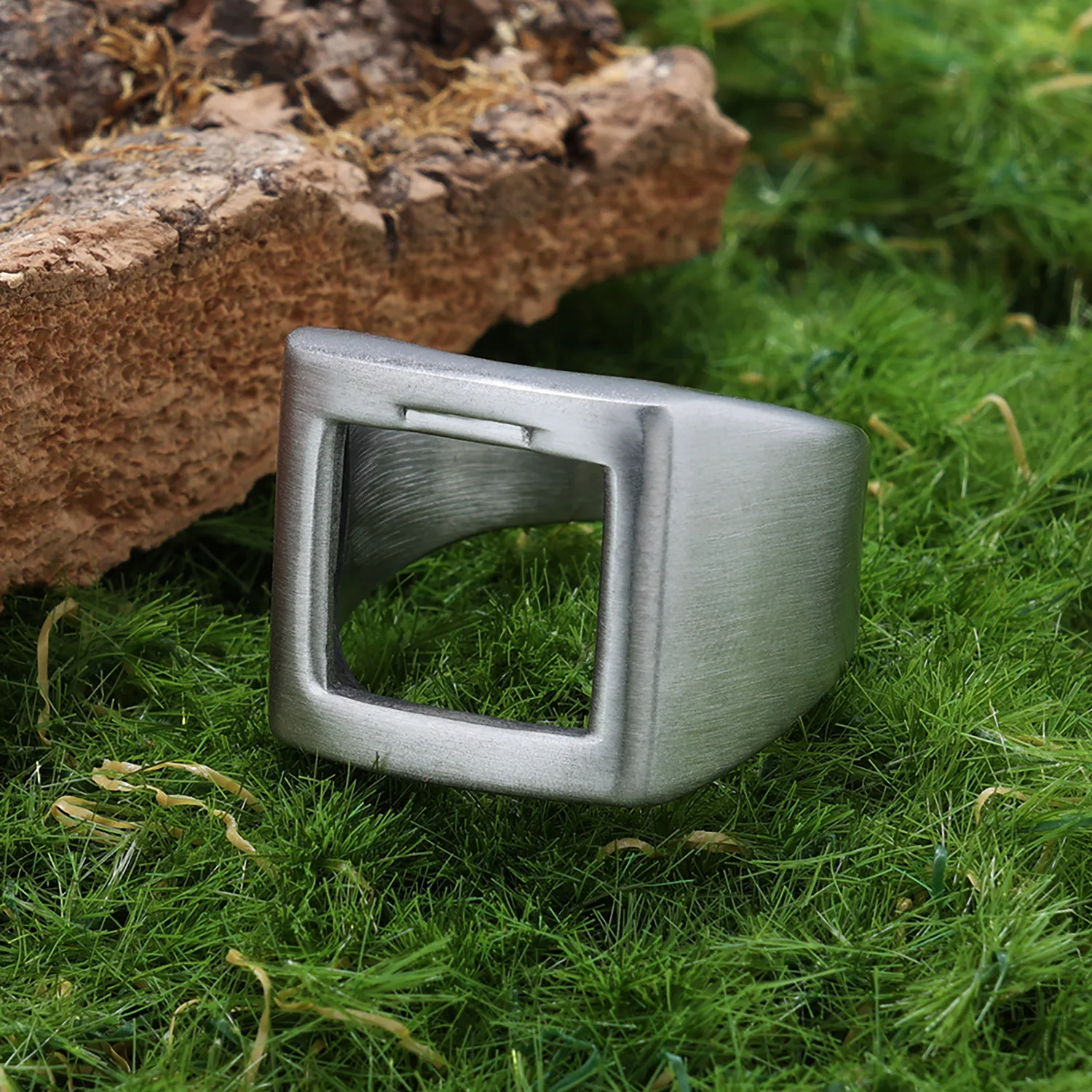 7/8/9/10/11/12/13 Square Hollow Titanium Steel Men Ring Silver Color Waterproof Bottle Opener Male Personalized Finger Jewelry