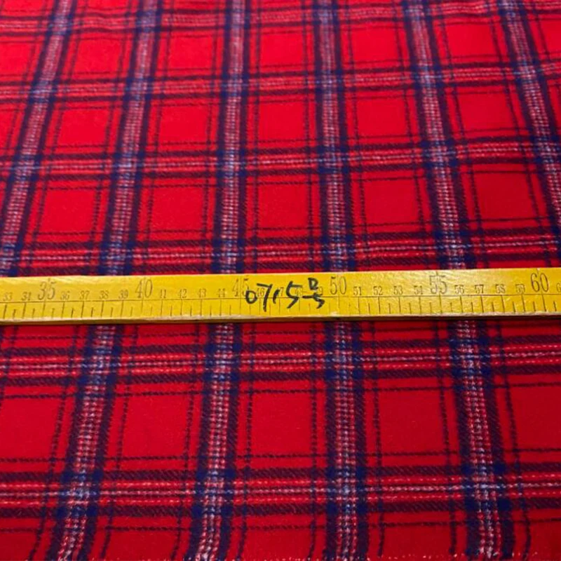 Good British Style Red Plaid Pattern Thickened 10%Cashmere 90%Wool Fabric Sewing Material DIY Fashion Autumn/Winter Coat/Dress