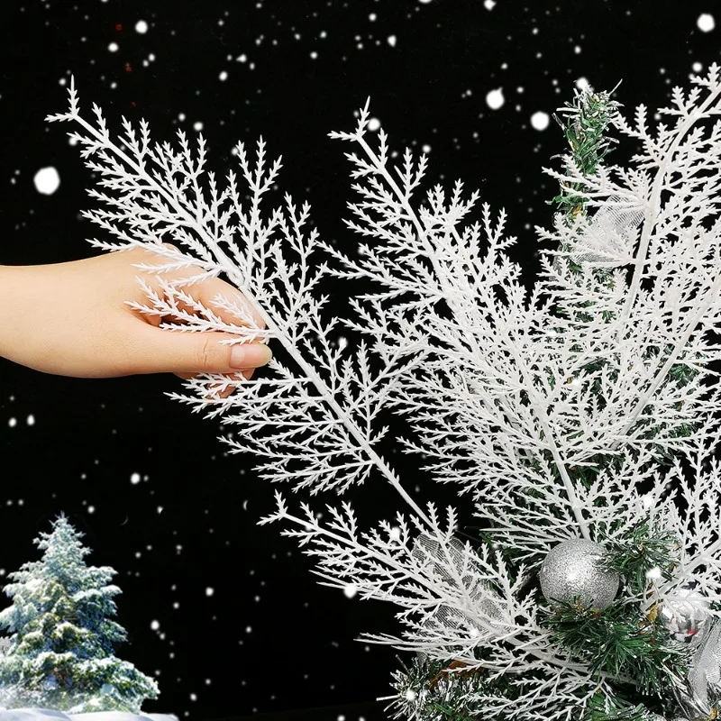 Artificial Christmas Snow Pine Needles Christmas Fake Snow Pine Needles Branch Party Wreath DIY New Year Gifts Table Decoration