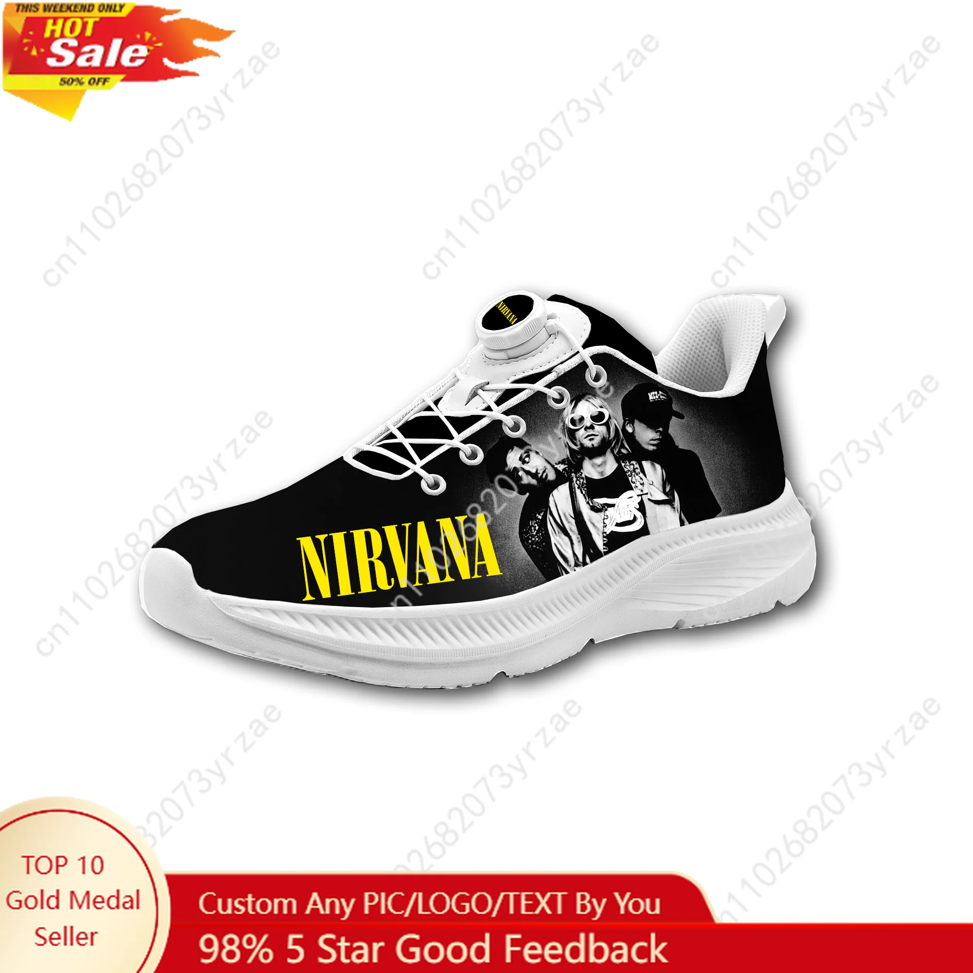 

Nirvana Sneakers Mens Womens Walking Shoes Laceless Rotating Button Sports Shoe High Quality Fashion Lightweight Custom Sneaker