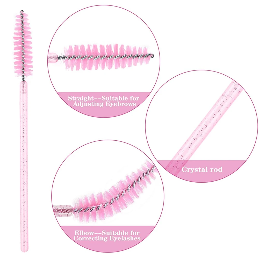 Brosse à cils en cristal, applicateur de mascara, micro pinceaux de maquillage, pinceau à barrage en cristal de poulet, extension de cils, 100 pièces