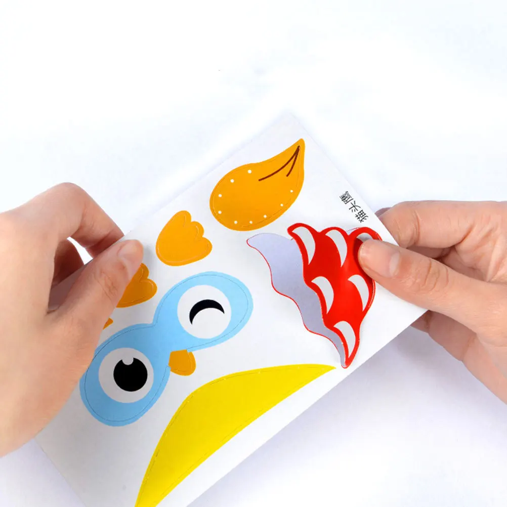 Bonito dos desenhos animados diy copo de papel arte kit 12 copos 10 cartões 1 fita dupla 1 cartão de referência durável seguro artesanato educacional