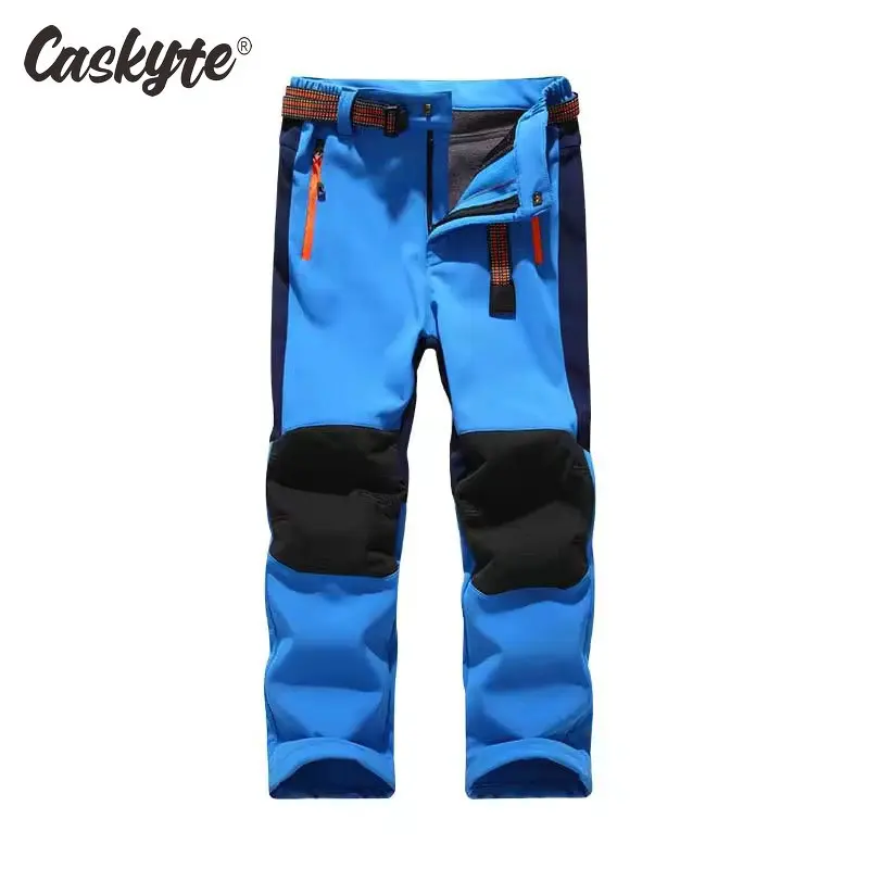 caskyte-サイクリングスキーパンツハイキングキャンプ少年少女子供防水通気性ソフトシェル厚い冬暖かいトレッキングパンツ
