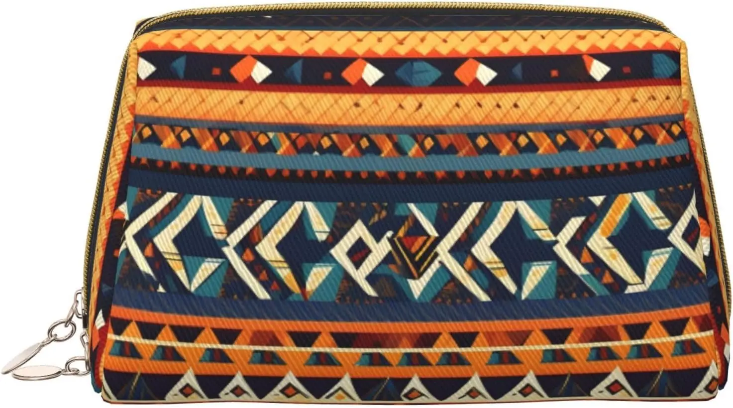 

African National Patterns Print Leather zipper makeup bag Cosmetic Pouch Travel Organizer Toiletry Clutch